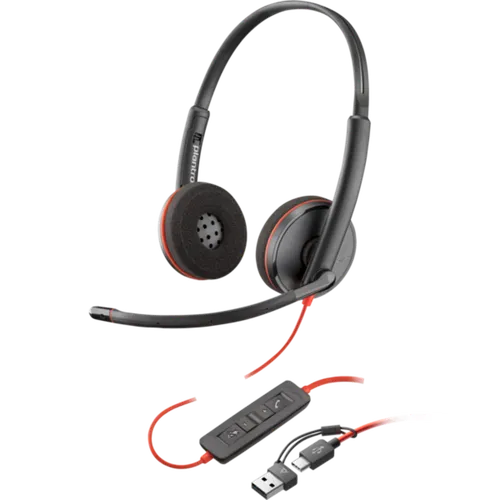 Poly Blackwire 3220 Stereo USB-C Headset +USB-C/A Adapter