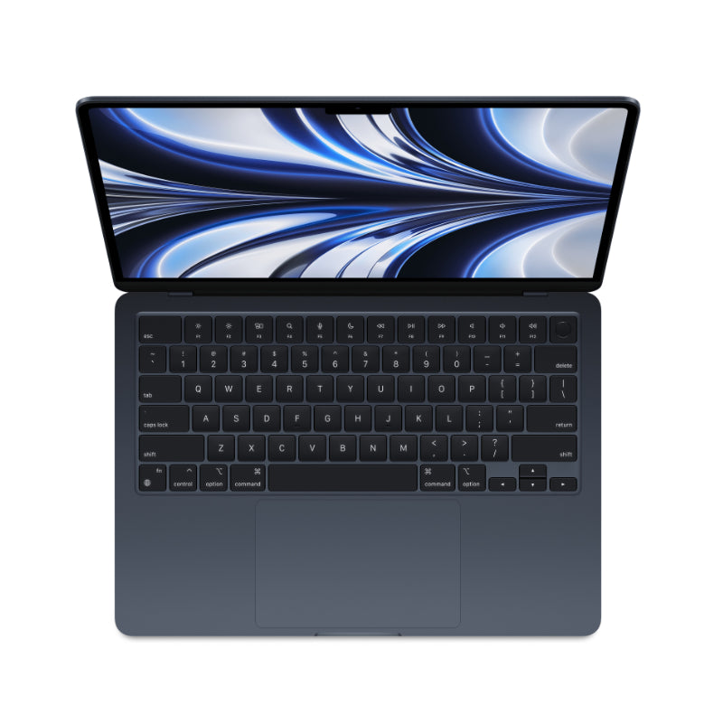 Macbook Air - M2 chip 8-core CPU - 8 Core GPU, 8GB RAM, 256GB SSD, MacOS Monterey 12, 13.6”, Midnight, 1080P FHD camera, Fingerprint reader, Backlit keyboard, 1 Year warranty