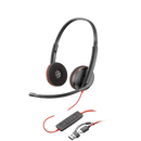 Poly Blackwire 3320 Stereo USB-C Headset +USB-C/A Adapter