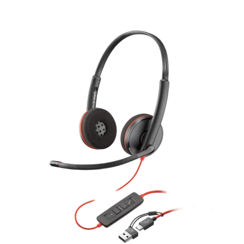 Poly Blackwire 3320 Stereo USB-C Headset +USB-C/A Adapter