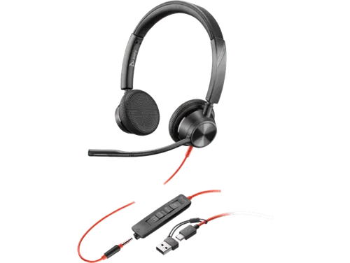 Poly Blackwire 3225 Stereo USB-C Headset +3.5mm Plug +USB-C/A Adapter