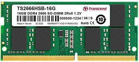Transcend 16GB DDR4 2666Mhz SO-DIMM 2Rx8 1Gx8 CL19 1.2V (TS2666HSB-16G) - Afatrading Company Limited