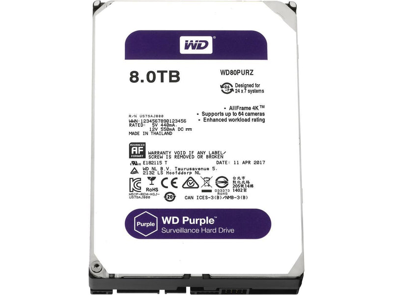WD 8TB Surveillance Hard Disk Drive - 5400 RPM Class SATA 6Gb/s 128MB Cache 3.5 Inch - ( - Afatrading Company Limited